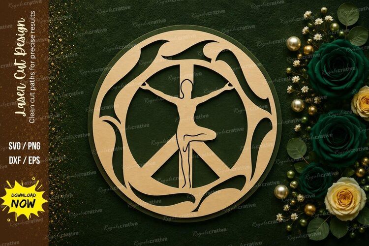 Yoga Pose Circle Laser Cut SVG Design yoga pose svg, yoga c example image 1