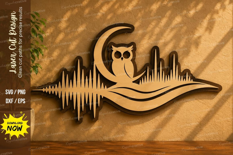 Owl Sound Wave Laser Cut SVG Design owl sound wave svg, owl