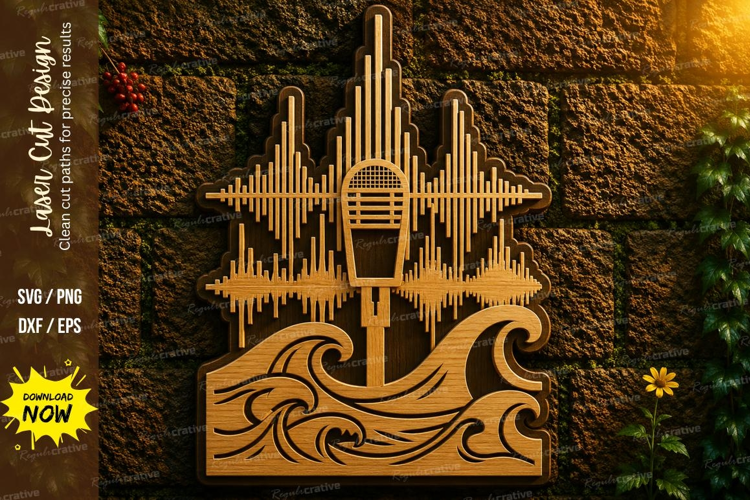 Music Wave Ocean Laser Cut SVG Design music wave svg, sound