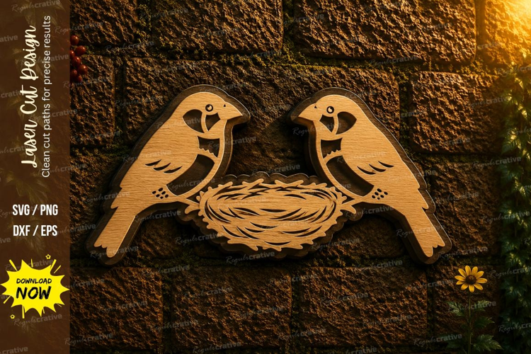 Love Birds Nest Laser Cut SVG Design love birds svg, birds