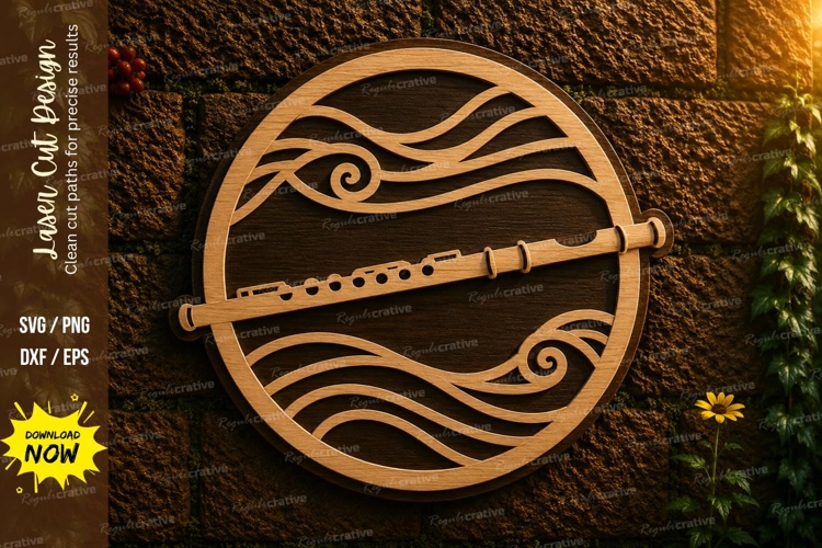Flute Ocean Waves Laser Cut SVG Design flute svg, flute wave