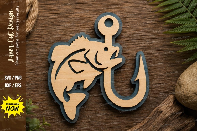 Fish Hook Laser Cut SVG Design fish hook svg, fishing laser