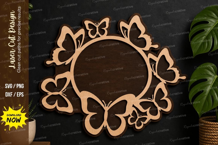 Butterfly Circle Frame laser cut svg File butterfly circle example image 1
