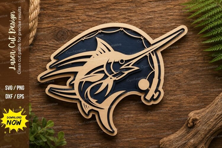 Marlin Fish Laser Cut SVG Design marlin fish svg, marlin las example image 1