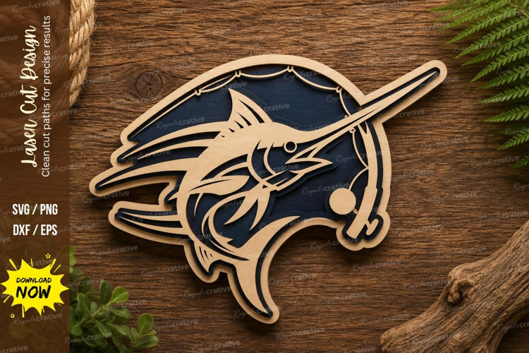 Marlin Fish Laser Cut SVG Design marlin fish svg, marlin las