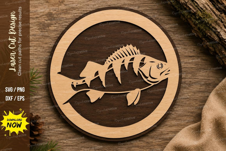 Bass Fish Round Laser Cut SVG Design bass fish svg, bass