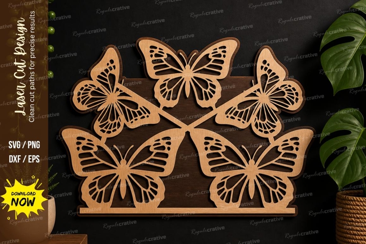 Butterfly Cluster Design laser cut svg File butterfly example image 1