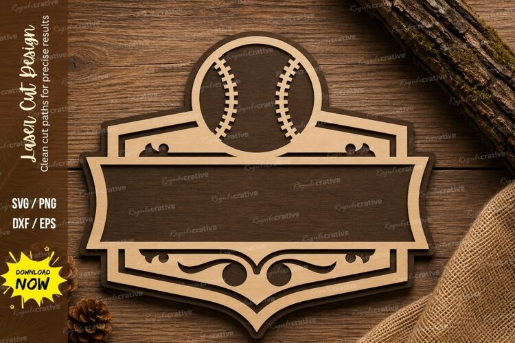 Baseball Blank Sign Laser Cut SVG Design baseball sign svg, example image 1