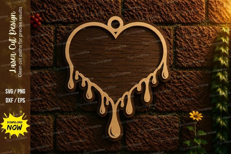 Dripping Heart Laser Cut SVG Design dripping heart svg, goth example image 1