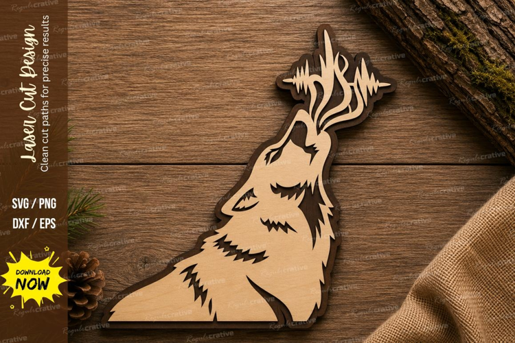 Howling Wolf Laser Cut SVG Design howling wolf svg, wolf
