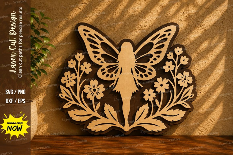 Fairy Butterfly Floral Laser Cut SVG Design fairy butterfly