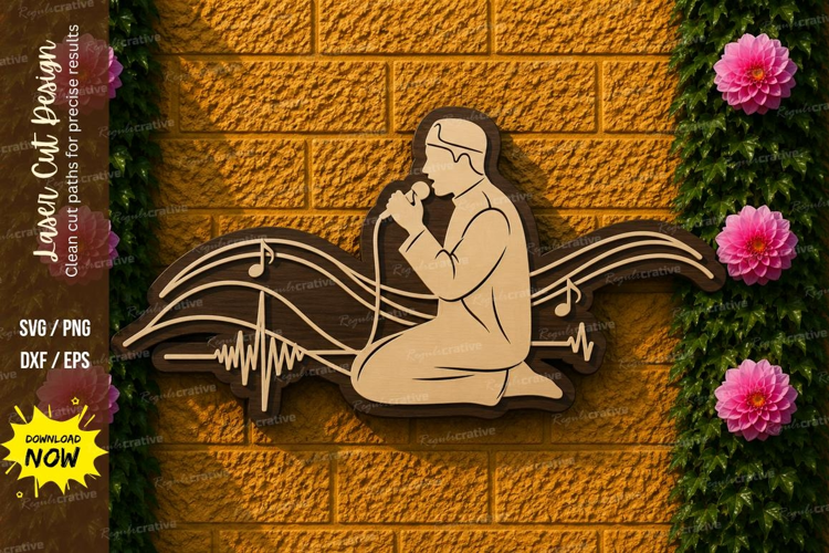 Praying Woman Sound Wave Laser Cut SVG Design praying woman