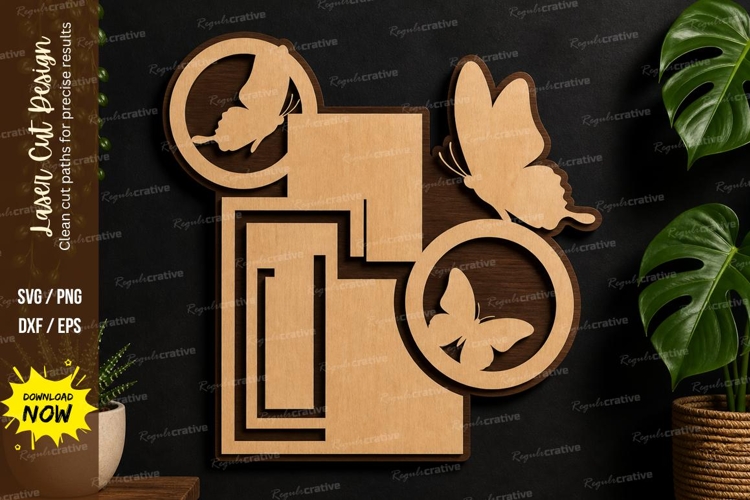 Photo Frame Butterfly laser cut svg File butterfly photo svg example image 1