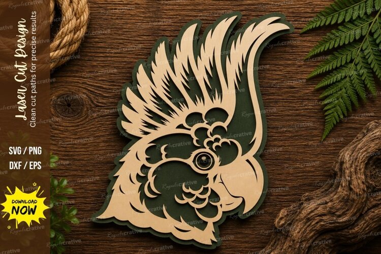 Cockatiel Parrot Laser Cut SVG Design cockatiel svg, parrot example image 1