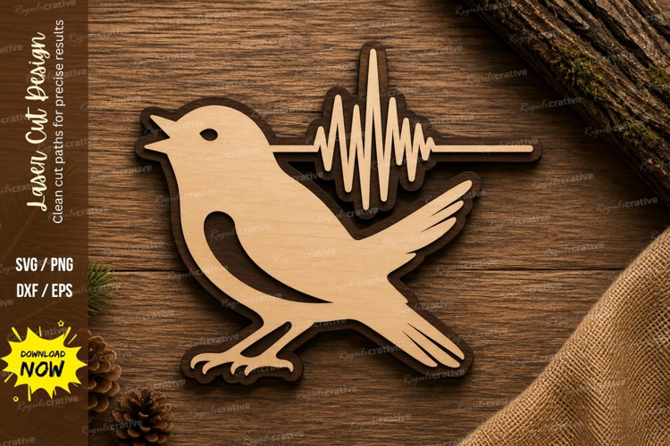 Bird Sound Wave Laser Cut SVG Design bird soundwave svg, bir
