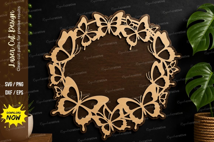 Butterfly Circle Wreath laser cut svg File butterfly wreath example image 1