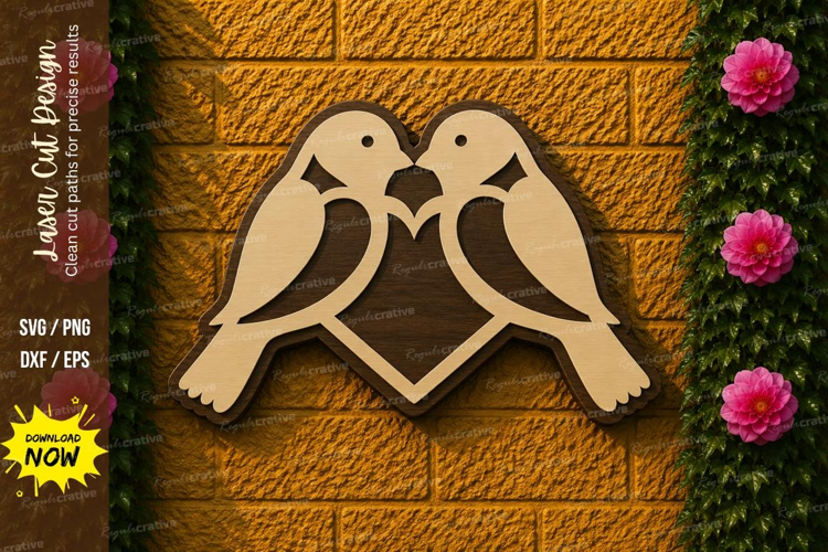 Love Birds Heart Laser Cut SVG Design love birds svg, bird