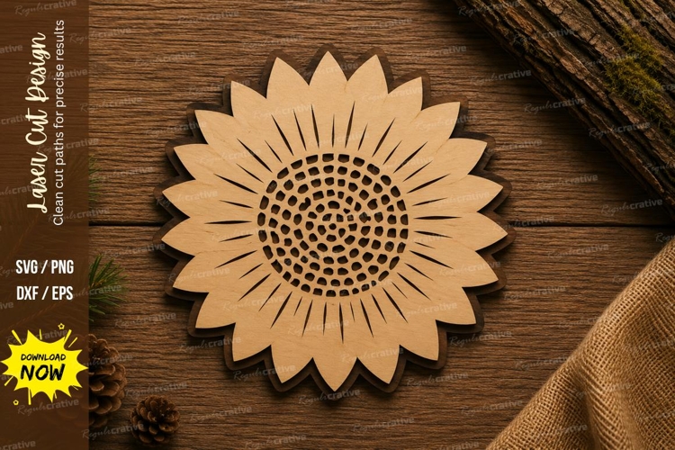 Sunflower Laser Cut SVG Design sunflower svg, sunflower lase