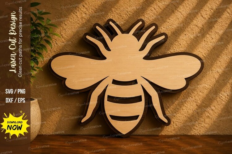 Honey Bee Laser Cut SVG Design bee svg, honey bee laser cut, example image 1