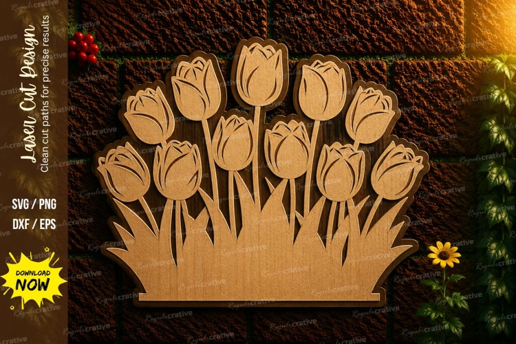 Tulip Bouquet Laser Cut SVG Design tulip bouquet svg, flower