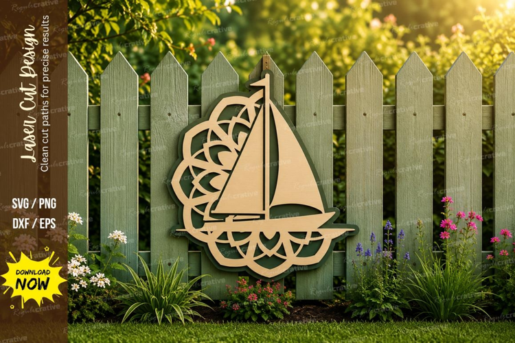 Sailboat Mandala Laser Cut SVG Design sailboat svg, sailboat