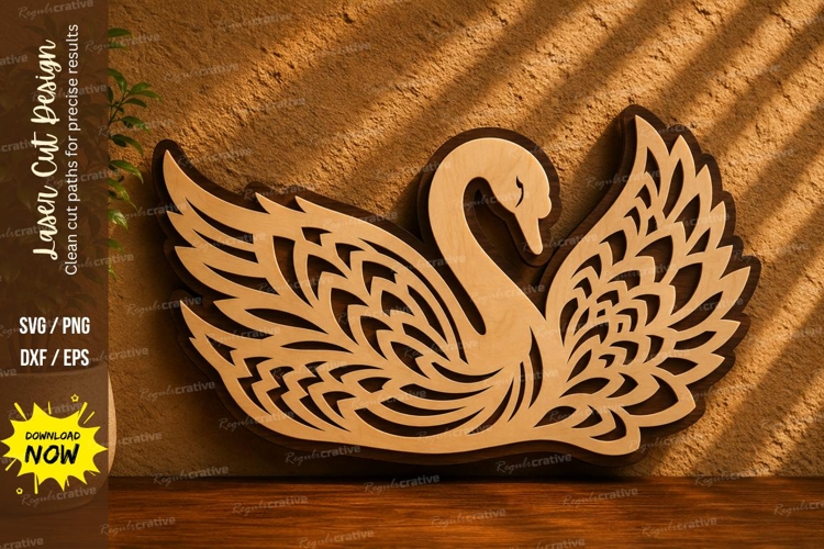 Elegant Swan Wings Laser Cut SVG Design swan svg, swan laser