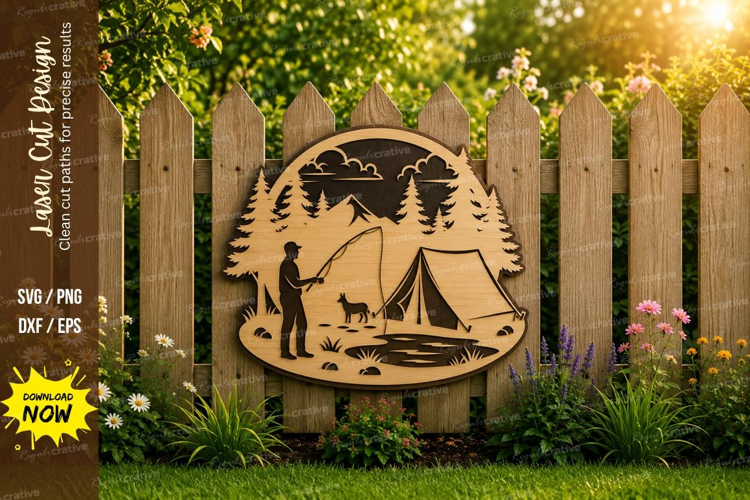Camping Mountain Lake Scene Laser Cut SVG Design camping svg