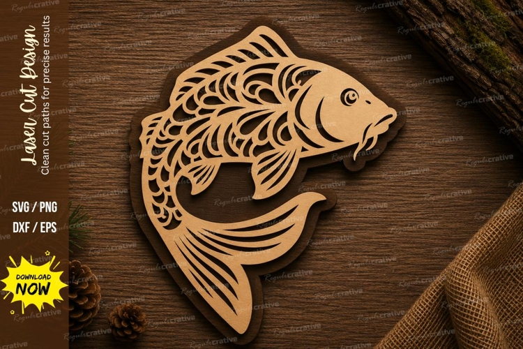 Decorative Koi Fish Laser Cut SVG Design koi fish svg, koi