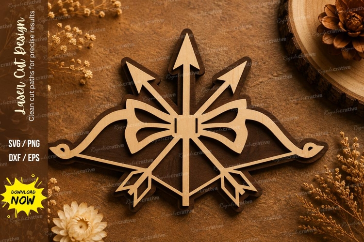 Bow Hunting Arrow Emblem Laser Cut SVG Design bow hunting sv