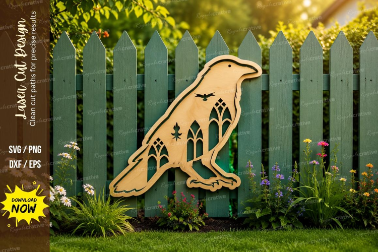 Perched Raven Laser Cut SVG Design raven svg, crow laser cut