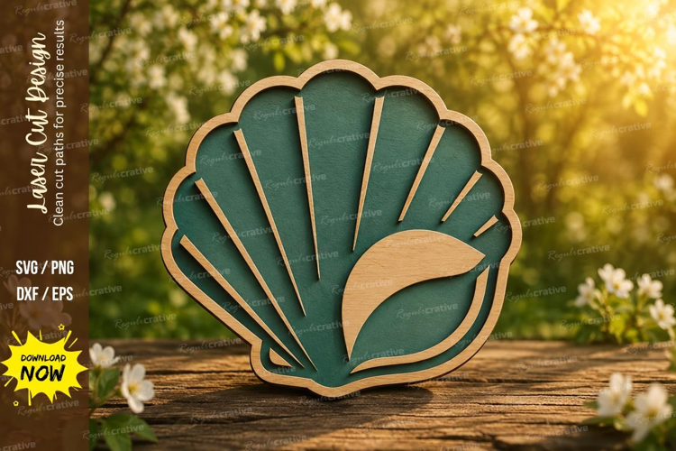 Scallop Shell Coastal Laser Cut SVG Design seashell svg, sca