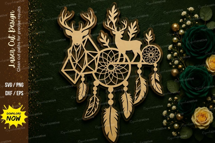 Deer Dreamcatcher Laser Cut SVG Design deer dreamcatcher svg