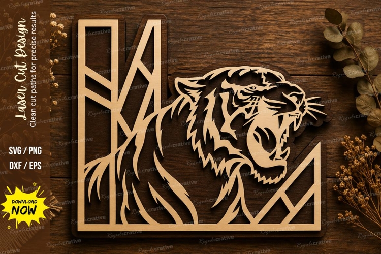 Geometric Tiger Head Laser Cut SVG Design tiger svg, tiger