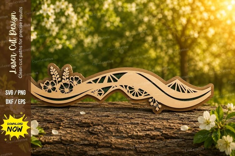 Decorative Wave Border Laser Cut SVG Design wave border svg, example image 1