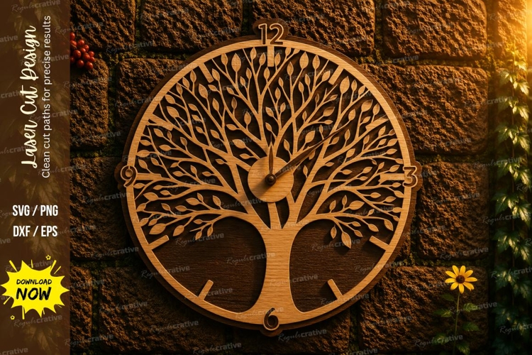 Tree of Life Clock Laser Cut SVG Design tree of life clock