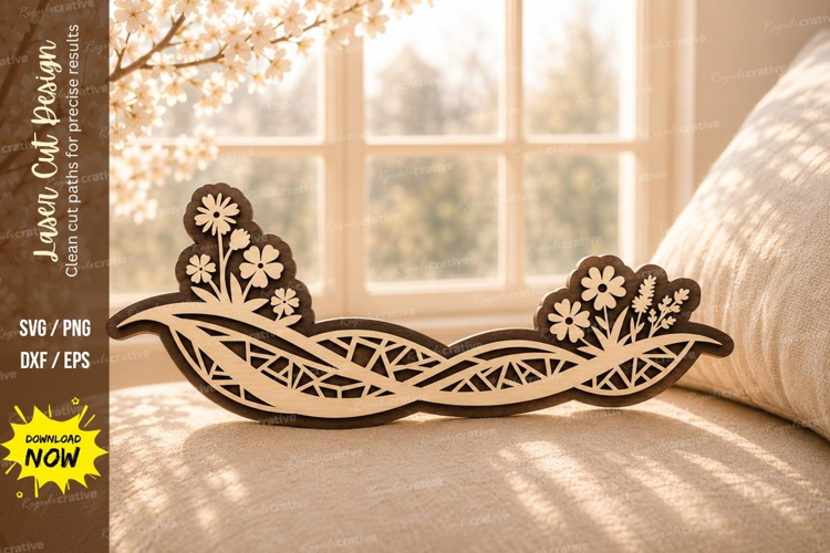 Floral Decorative Border Laser Cut SVG Design floral border