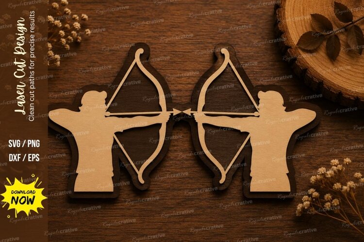 Archery Couple Laser Cut SVG Design archery couple svg, coup example image 1