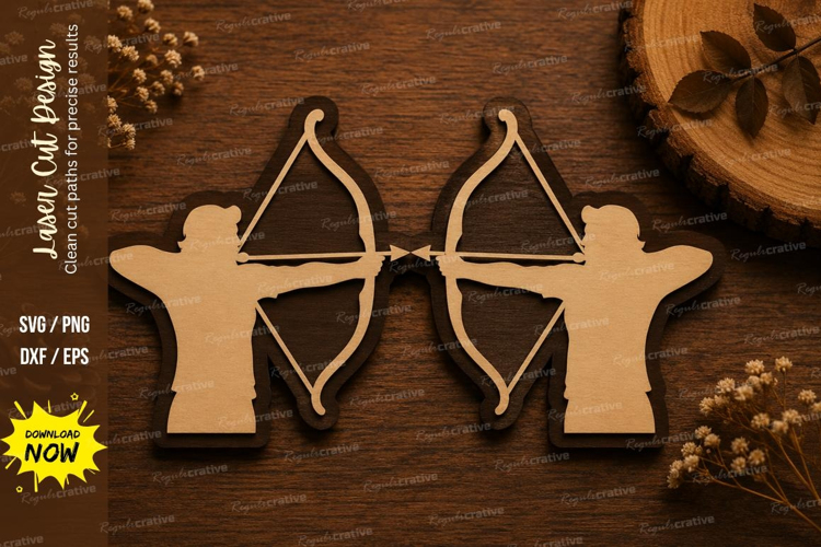 Archery Couple Laser Cut SVG Design archery couple svg, coup