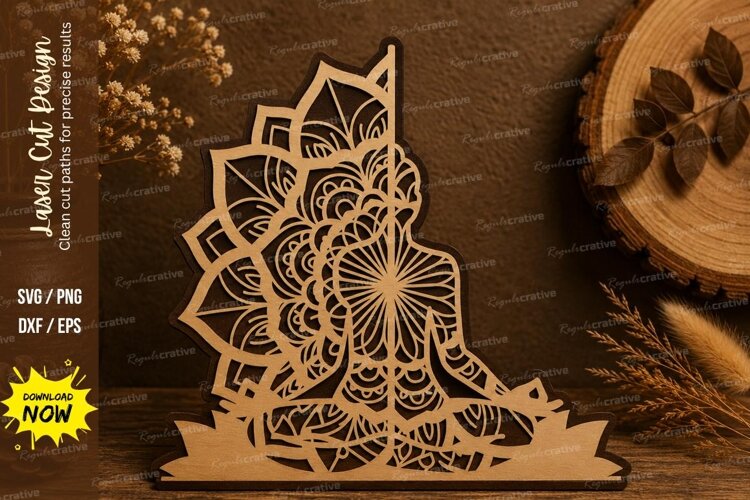 Mandala Cat Sitting Laser Cut SVG Design cat mandala svg, ca example image 1