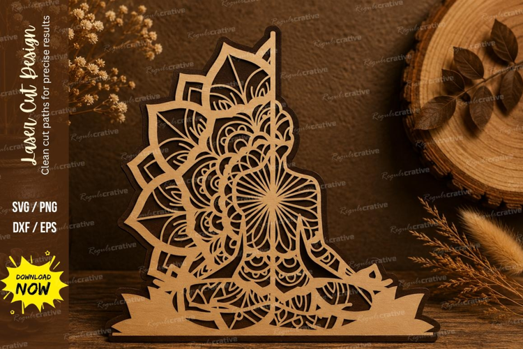 Mandala Cat Sitting Laser Cut SVG Design cat mandala svg, ca
