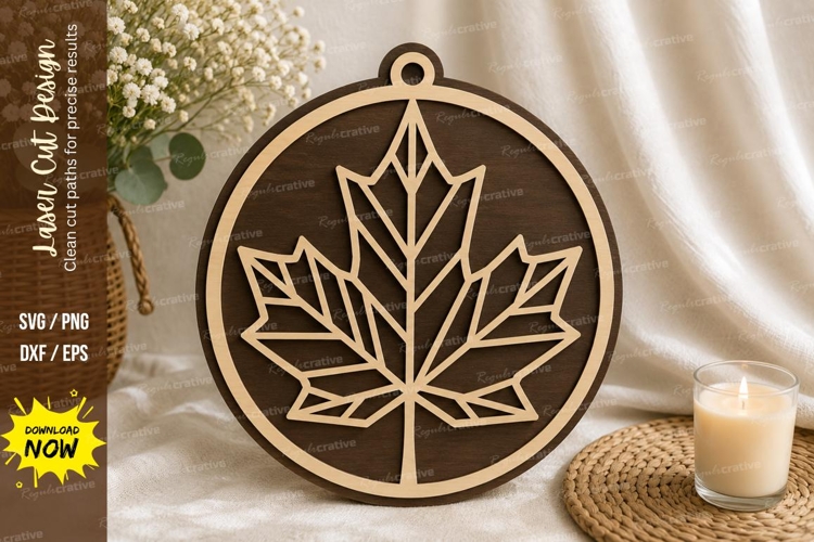 Maple Leaf Ornament Laser Cut SVG Design maple leaf svg, map