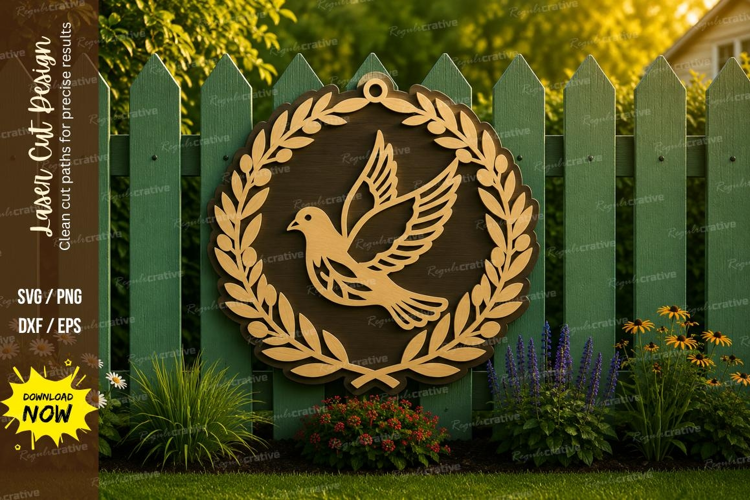 Bird Wreath Hanging Ornament Laser Cut SVG Design bird wreat