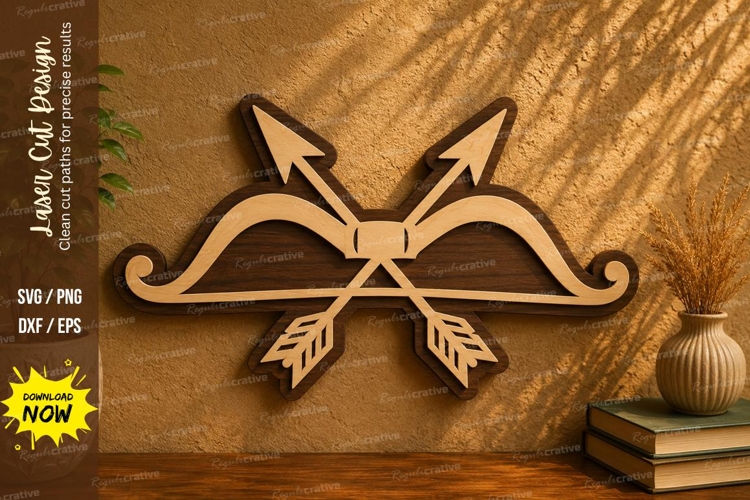 Crossed Arrows Bow Laser Cut SVG Design crossed arrows svg,