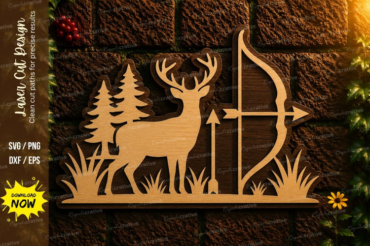 Deer Archery Forest Laser Cut SVG Design deer hunting svg,