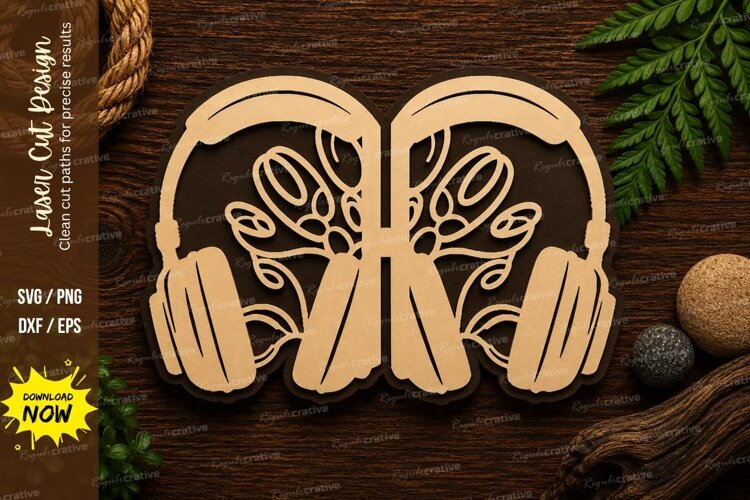 Butterfly Headphones Laser Cut SVG Design butterfly headphon example image 1