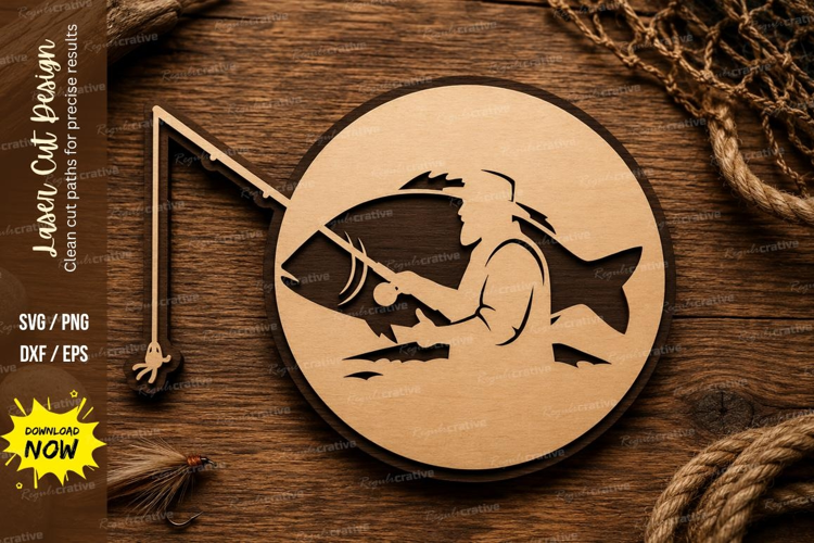 Fishing Bass Round Laser Cut SVG Design bass fishing svg, ba