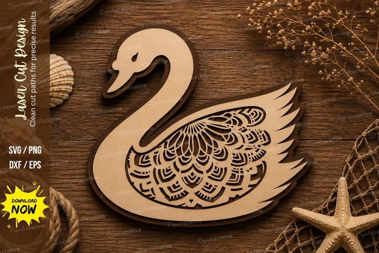 Decorative Swan Laser Cut SVG Design swan svg, swan laser