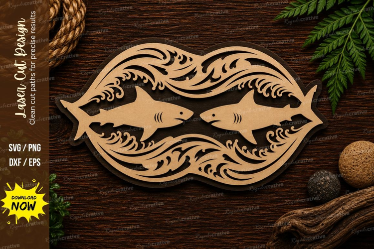 Twin Fish Tribal Laser Cut SVG Design twin fish svg, tribal
