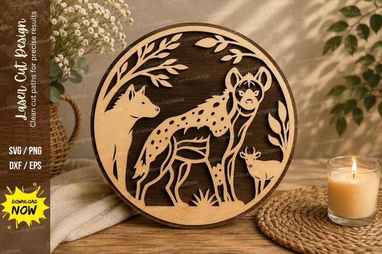 Deer and Fawn Round Laser Cut SVG Design deer family svg example image 1