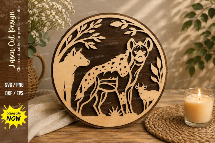 Deer and Fawn Round Laser Cut SVG Design deer family svg